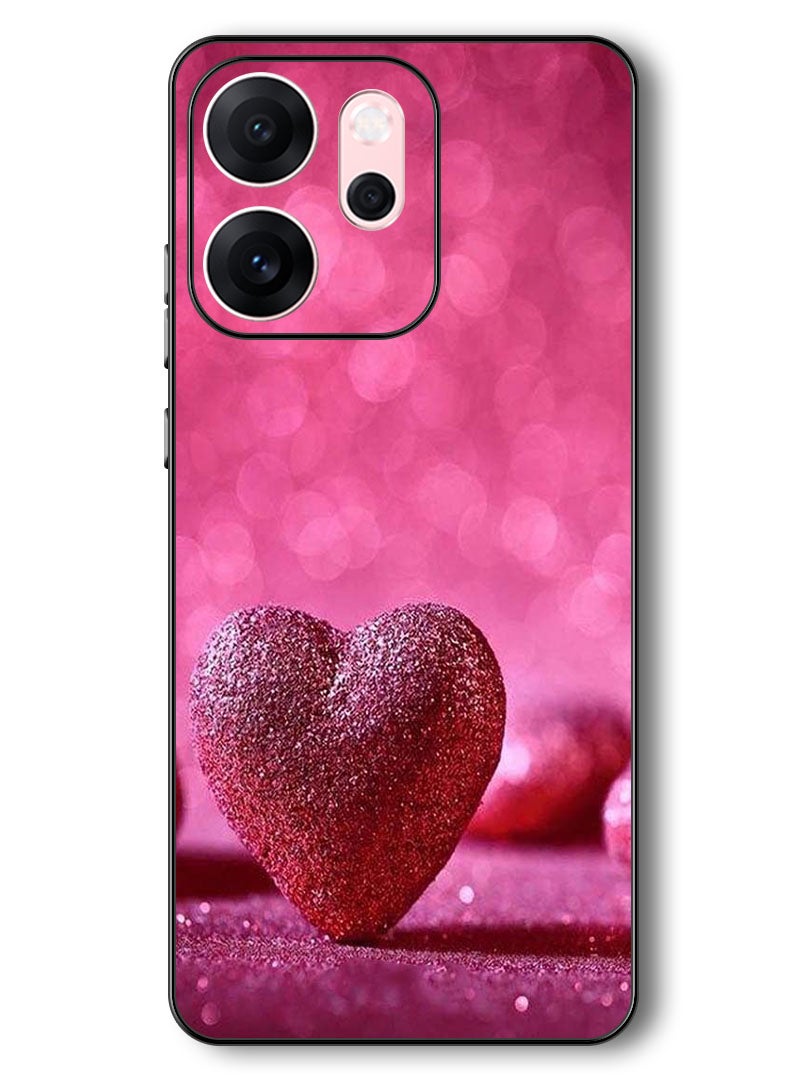 Theodor Case Compatible with Oppo Reno 14 F 6.57 Inch Protection Shockproof Bumper Cover Dark Pink Gliter Heart - Image 1