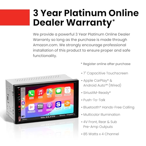 BOSS Audio Systems Elite BE7ACP.X Double DIN Car Stereo Apple CarPlay Android Auto, 7 Inch Touchscreen, Sirius XM-Ready, Bluetooth, Multicolor Panel - Image 5