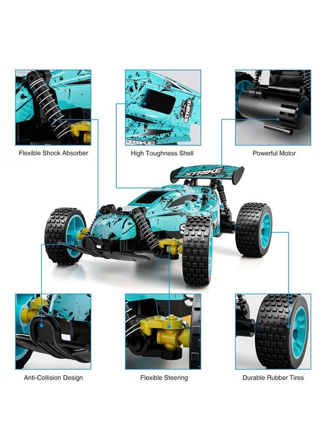 Tecnock RC Car Remote Control Car for Kids,1:18 20 KM/H 2WD RC Buggy,2.4GHz Offroad Racing Car for 40 Mins Play, Gift for Boys and Girls (Blue) - Image 4