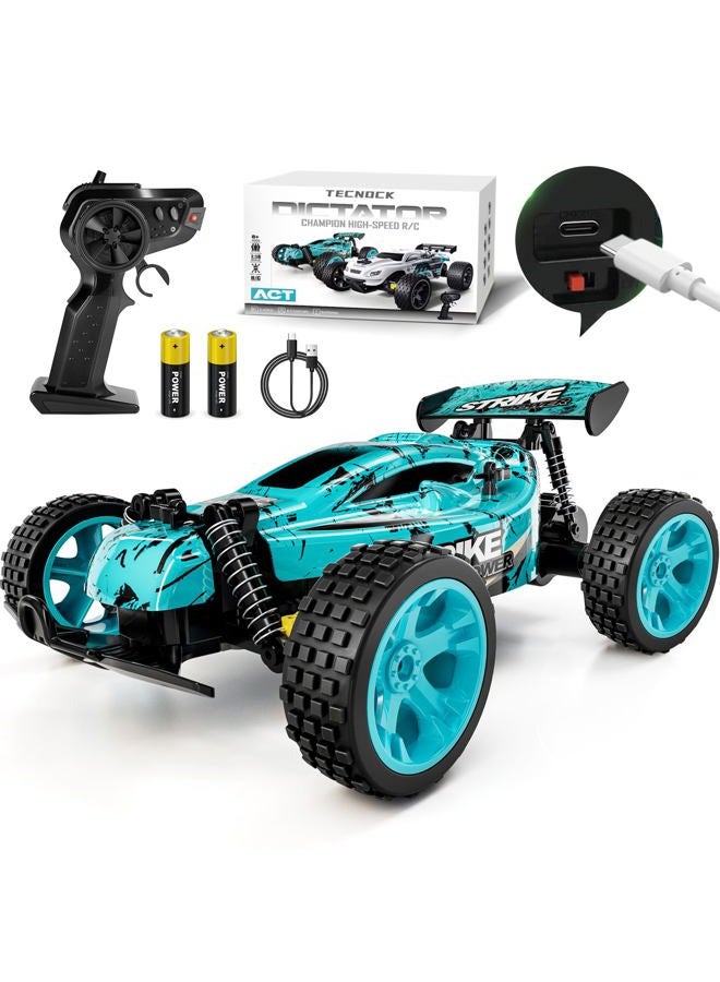 Tecnock RC Car Remote Control Car for Kids,1:18 20 KM/H 2WD RC Buggy,2.4GHz Offroad Racing Car for 40 Mins Play, Gift for Boys and Girls (Blue) - Image 1