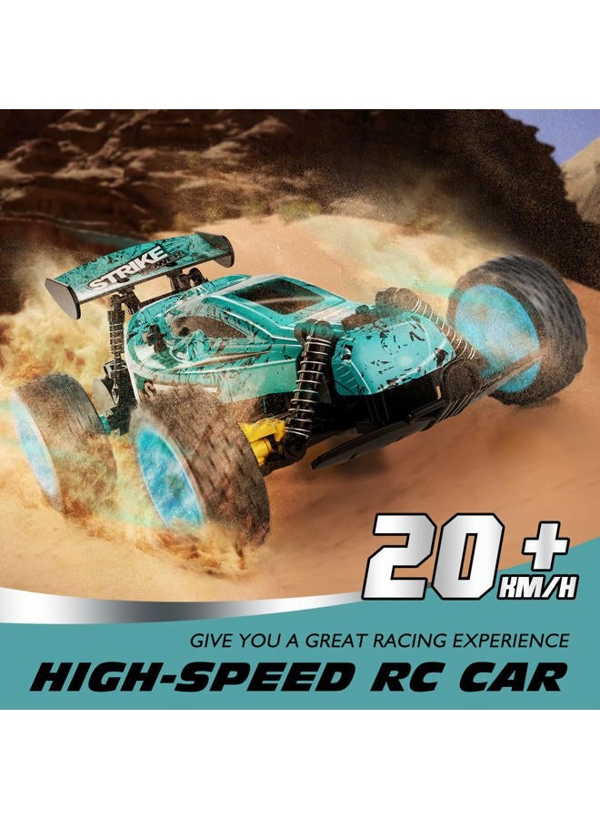 Tecnock RC Car Remote Control Car for Kids,1:18 20 KM/H 2WD RC Buggy,2.4GHz Offroad Racing Car for 40 Mins Play, Gift for Boys and Girls (Blue) - Image 3