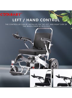 Cool Baby COOLBABY Lightweight Folding Electric Wheelchair Intelligent Aluminum Alloy Four-wheel Drive Power Not Slip Wheelchairs for Adults Compact Aid Wheel Chair  - Image 2