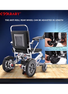 Cool Baby COOLBABY Lightweight Folding Electric Wheelchair Intelligent Aluminum Alloy Four-wheel Drive Power Not Slip Wheelchairs for Adults Compact Aid Wheel Chair  - Image 4