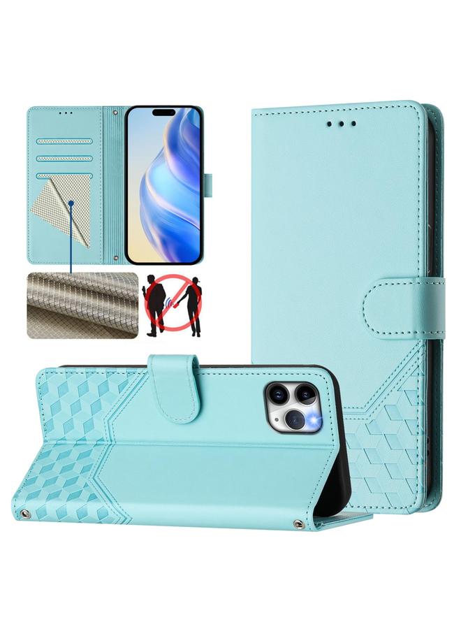 S-TOP Case For iPhone 11 Pro Honeycomb Embossing RFID Leather Phone Case - Image 1