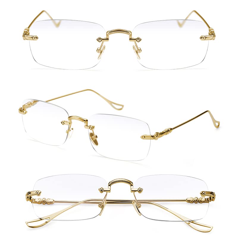 TERAISE 3Packs Frameless Metal Reading Glasses for Men/Women Blue Light Blocking -Rimless Fashion Comfortable Computer Eyeglasses - Image 3