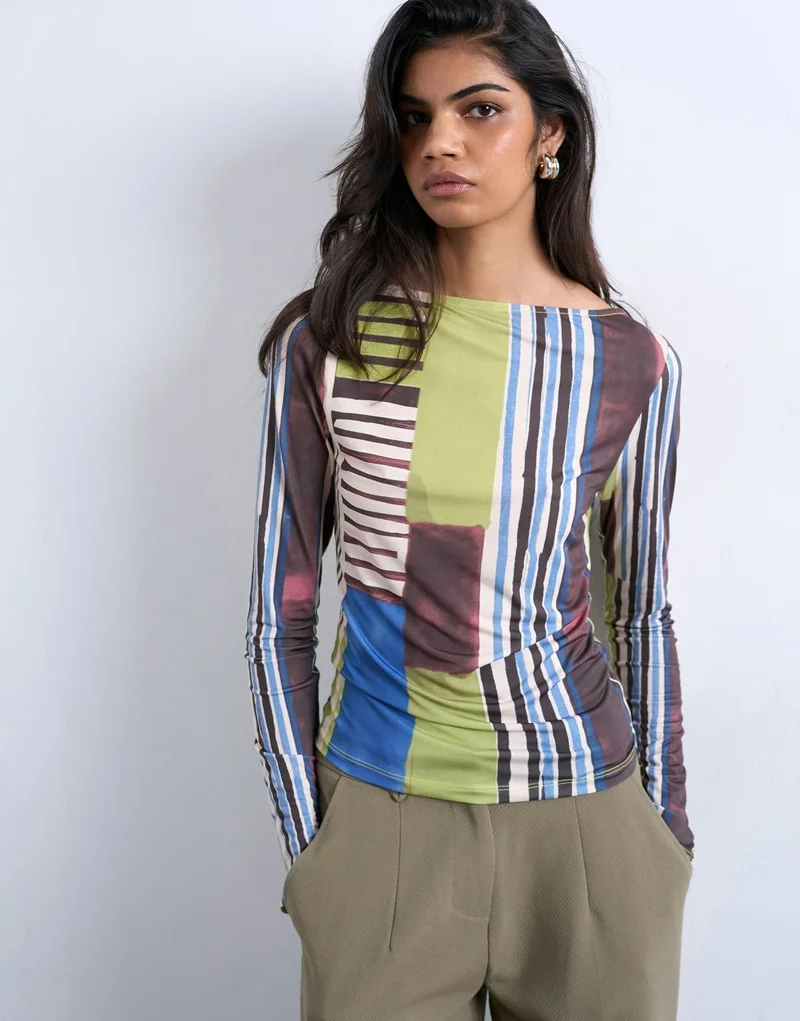 TOPSHOP Casual Long Sleeve Stripe Top