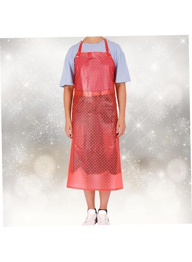 Waterproof cooking apron (12-piece set): Oil-resistant kitchen apron designed for household cooking and cleaning tasks; made of acid- and alkali-resistant plastic to provide protection for the wearer. Color: Red. - Image 1