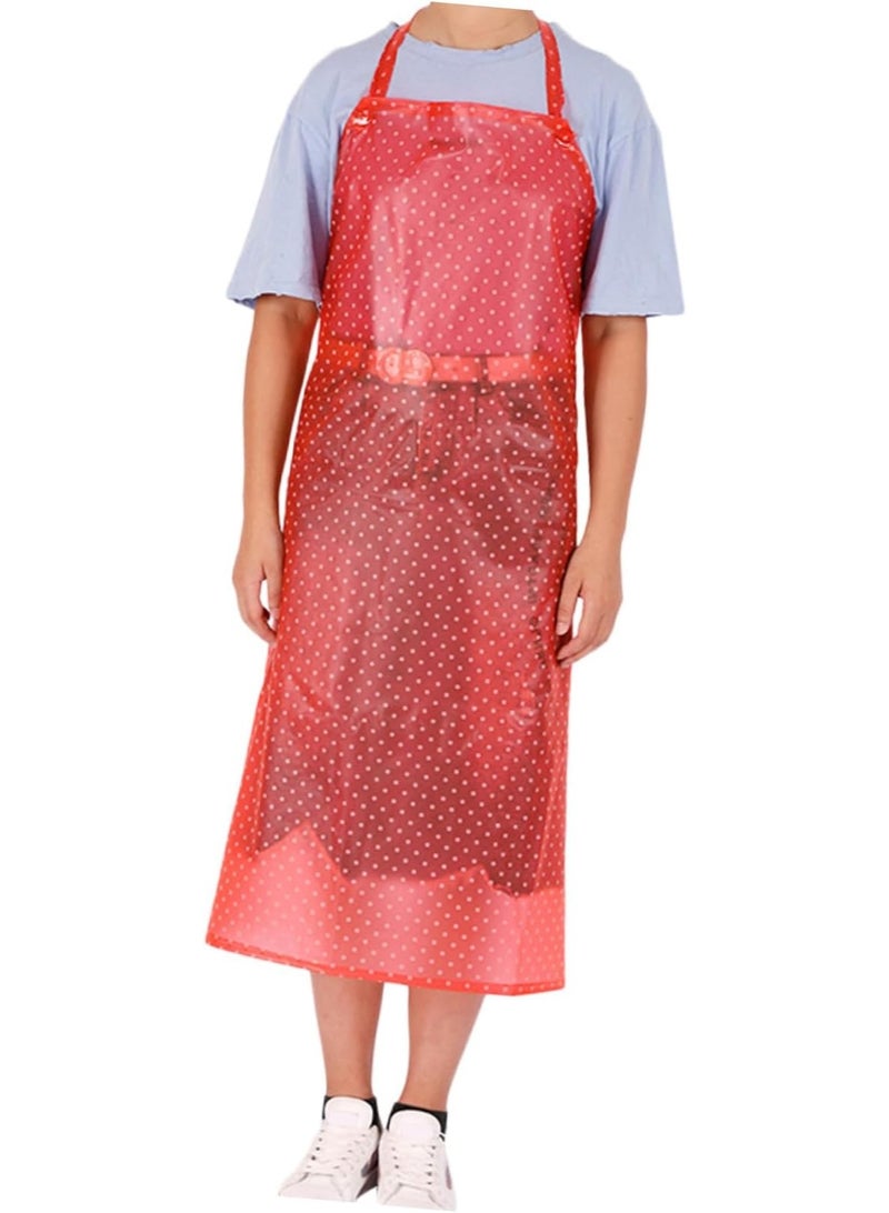 Waterproof cooking apron (12-piece set): Oil-resistant kitchen apron designed for household cooking and cleaning tasks; made of acid- and alkali-resistant plastic to provide protection for the wearer. Color: Red. - Image 2