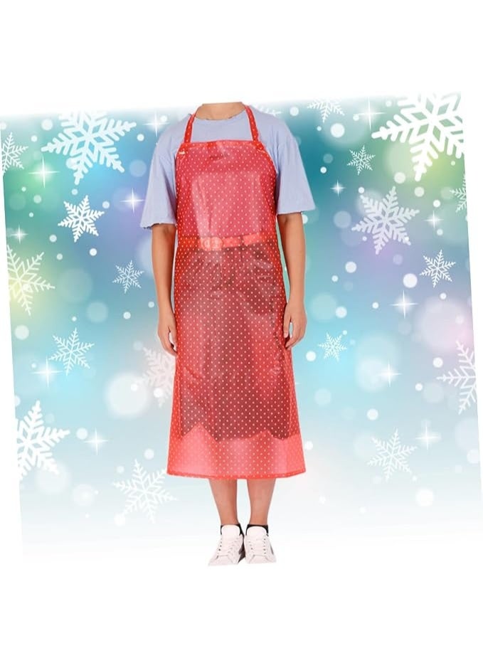 Waterproof cooking apron (12-piece set): Oil-resistant kitchen apron designed for household cooking and cleaning tasks; made of acid- and alkali-resistant plastic to provide protection for the wearer. Color: Red. - Image 4
