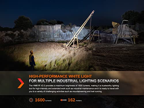 Fenix HM61R V2.0 Rechargeable Headlamp, 1600 Lumen L-Shape 90 Degree Right Angle Flashlight with White & Red Lights, with 2X ARB-L18 and LumenTac Organizer - Image 3