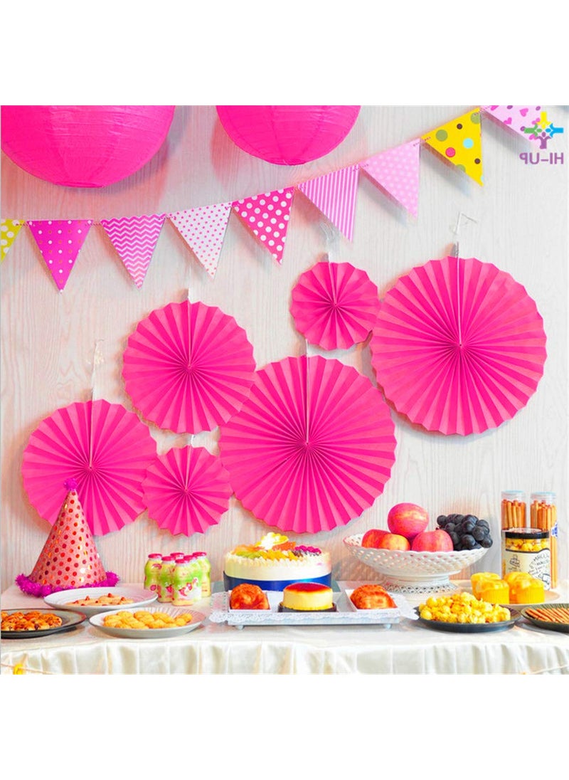 Sage Square Sage Square Paper Fan Party Decoration Set for Baby Shower Photo Booth Wedding Birthday Party Pack of 6 Pink  - Image 1