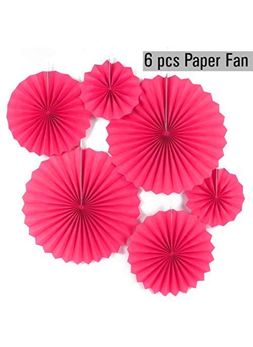 Sage Square Sage Square Paper Fan Party Decoration Set for Baby Shower Photo Booth Wedding Birthday Party Pack of 6 Pink  - Image 3