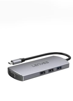 Lenyes 9 IN1 HUB USB LENYES AX126 Adapter Converter Type C To USB 2.0 3.0 VGA HDMI 4K LAN RJ45 Aux 3.5mm SD TF Card With PD3.0  - Image 3