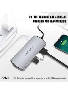 Lenyes 9 IN1 HUB USB LENYES AX126 Adapter Converter Type C To USB 2.0 3.0 VGA HDMI 4K LAN RJ45 Aux 3.5mm SD TF Card With PD3.0  - Image 2