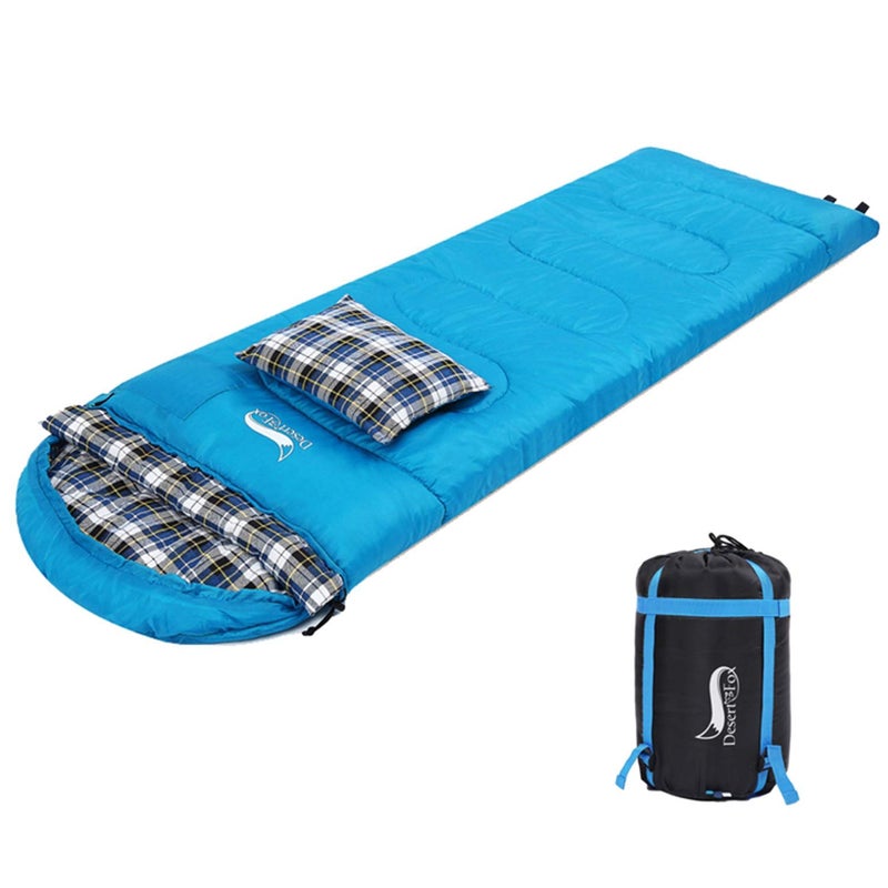 DESERT & FOX Cotton Flannel Sleeping Bags with Pillow, 4 Season Warm & Cold Weather Envelope Compression Sack, Lightweight & Portable Backpacking Sleeping Bag for Outdoor Camping, Hiking, Traveling - Image 1