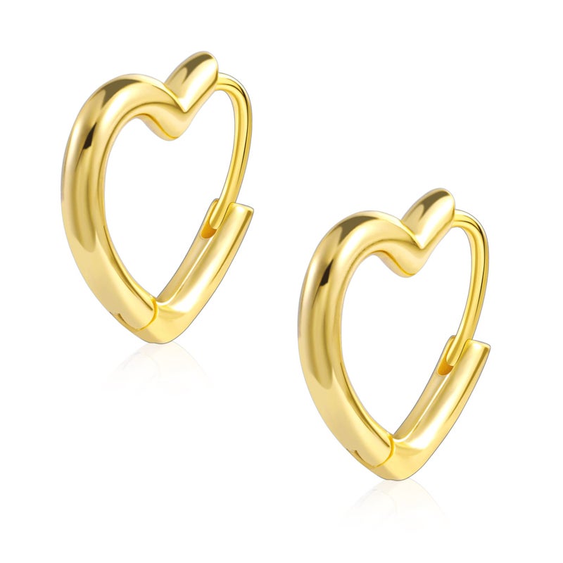 ALEXCRAFT Small Gold Heart Hoop Earrings 14K Gold Plated Tiny Heart Huggie Earrings for Women - Image 1