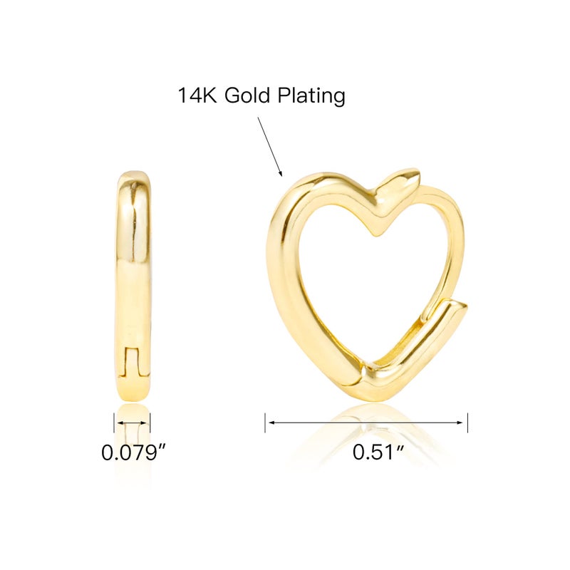 ALEXCRAFT Small Gold Heart Hoop Earrings 14K Gold Plated Tiny Heart Huggie Earrings for Women - Image 5