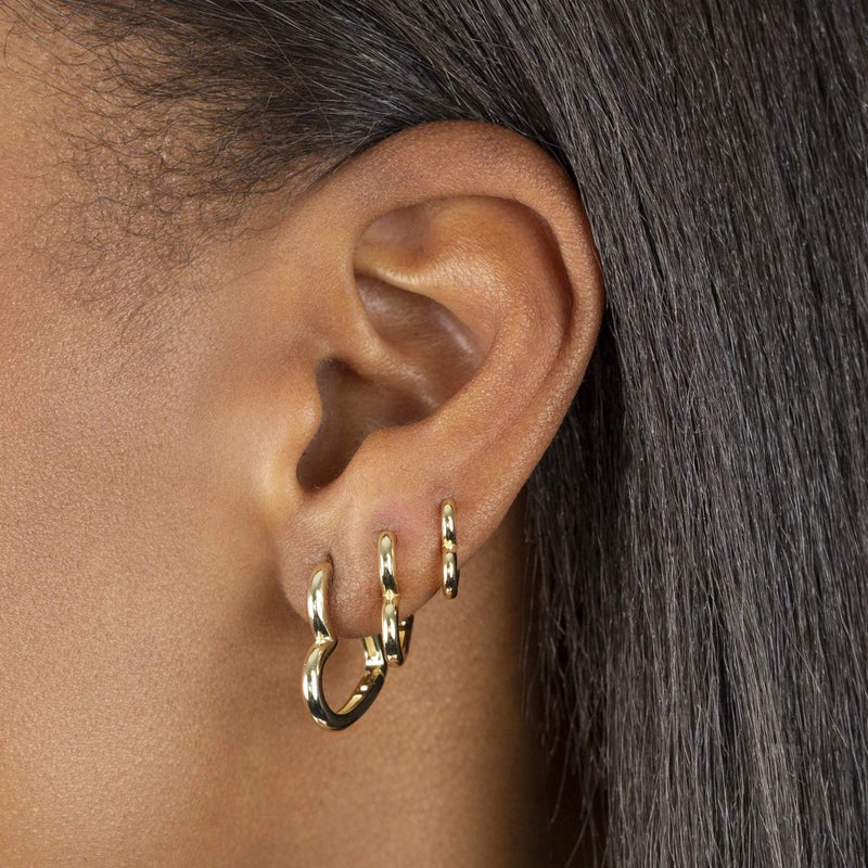 ALEXCRAFT Small Gold Heart Hoop Earrings 14K Gold Plated Tiny Heart Huggie Earrings for Women - Image 3