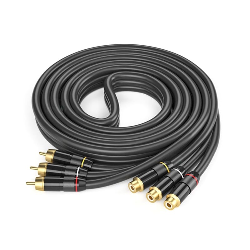 5m Black Straight Head Subwoofer Music Extension Cable Male to Female Gold Plate Connectors - Image 2