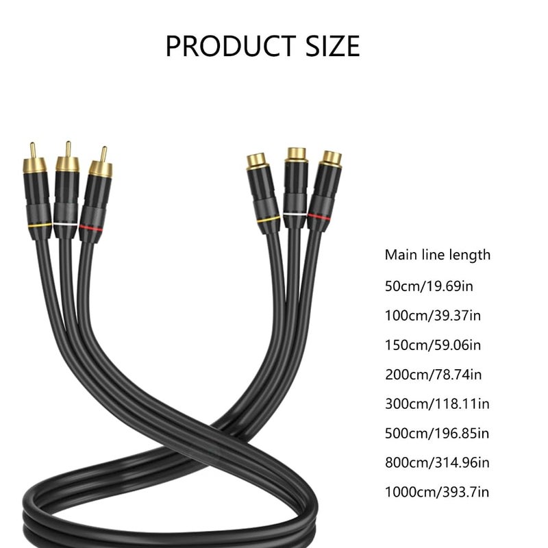 5m Black Straight Head Subwoofer Music Extension Cable Male to Female Gold Plate Connectors - Image 3