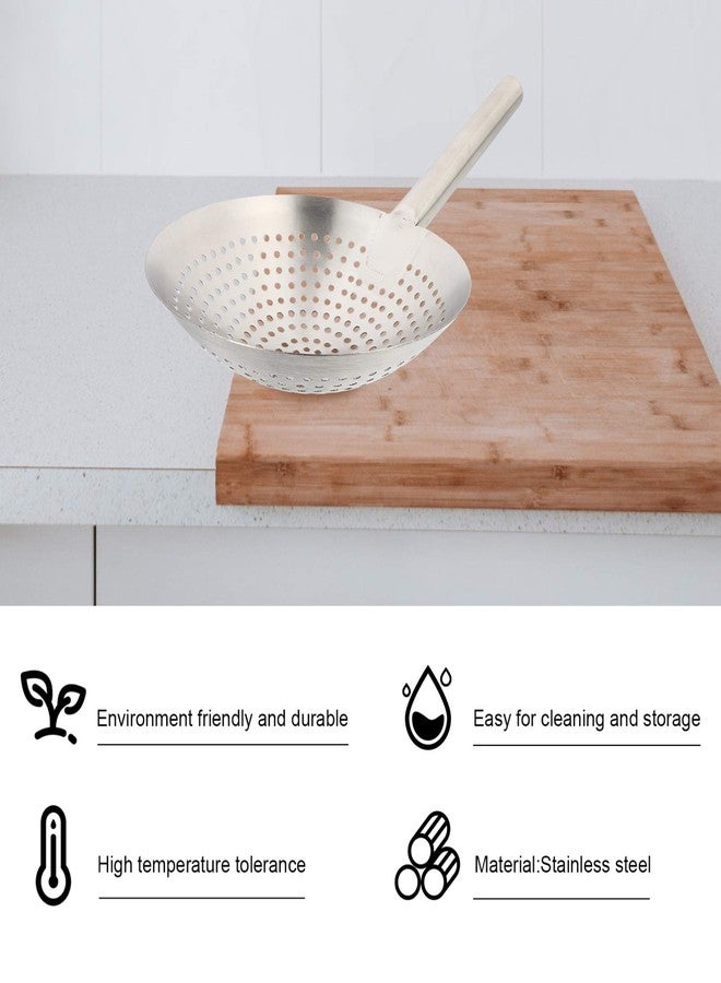 YARDWE Noodle Spoon Stainless Steel Skimmer Spoon Slotted Strainer Ladle Fine Mesh Wire Oil Filter Mandarin Colander Scoop for Kitchen Cooking (28CM) Spider Strainer - Image 4