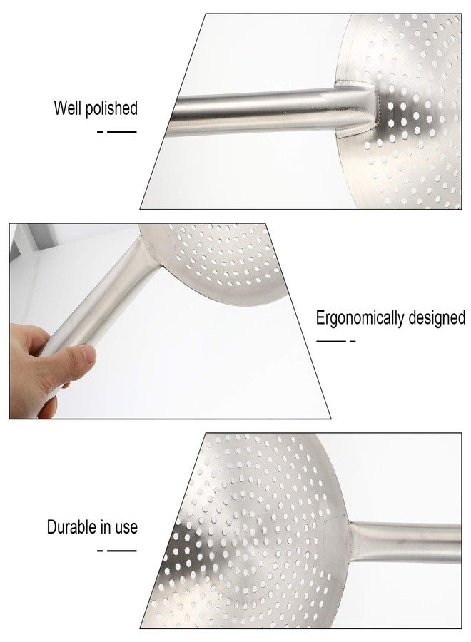 YARDWE Noodle Spoon Stainless Steel Skimmer Spoon Slotted Strainer Ladle Fine Mesh Wire Oil Filter Mandarin Colander Scoop for Kitchen Cooking (28CM) Spider Strainer - Image 2