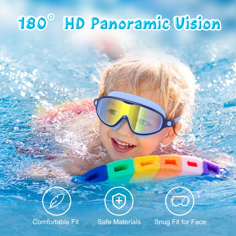 VegoVia 2 Pack Swim Goggles for Kids 6-14, Swimming Pool Goggles for Kids 8-14, Anti-Fog UV Protection for Toddler Youth Teens Boys Girls 6-14, 180Â°Wide View No Leaking for Pool Beach - Image 2