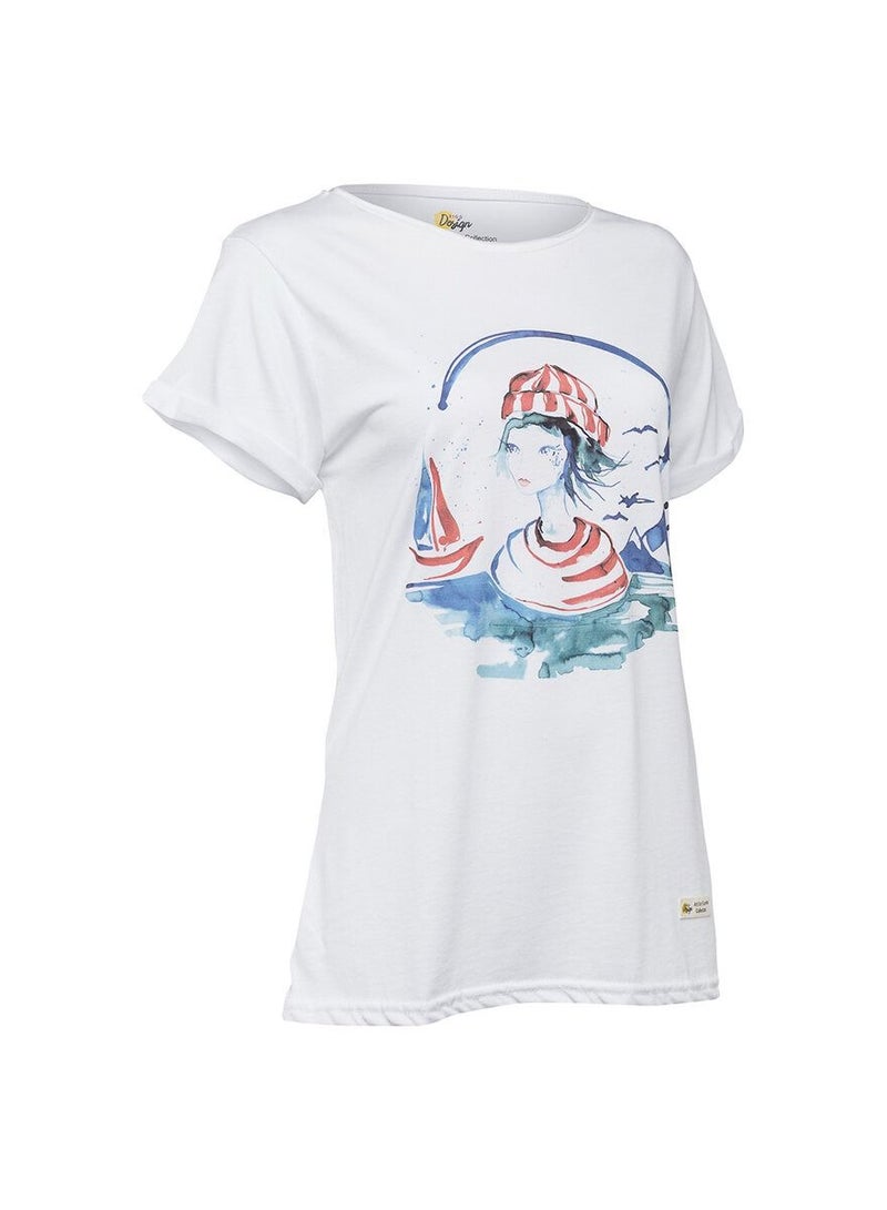 بيج ديزاين تي شيرت نسائي قصير الأكمام من القطن برقبة دائرية - Image 3