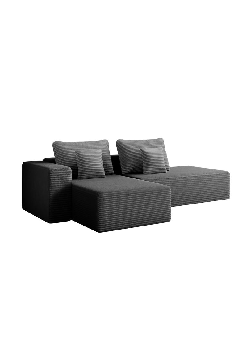 NZONE STORE Comfortable corner set with a sophisticated decorative touch, L-shaped right - gray color - Image 5