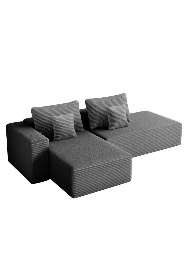NZONE STORE Comfortable corner set with a sophisticated decorative touch, L-shaped right - gray color - Image 4
