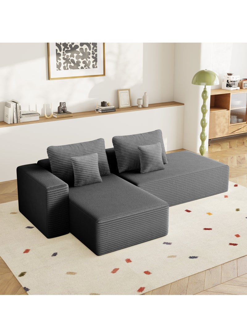 NZONE STORE Comfortable corner set with a sophisticated decorative touch, L-shaped right - gray color - Image 1