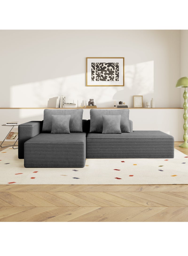 NZONE STORE Comfortable corner set with a sophisticated decorative touch, L-shaped right - gray color - Image 3