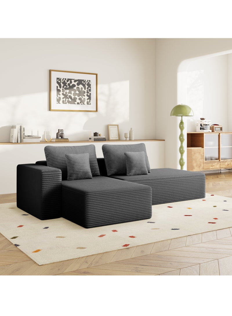 NZONE STORE Comfortable corner set with a sophisticated decorative touch, L-shaped right - gray color - Image 2