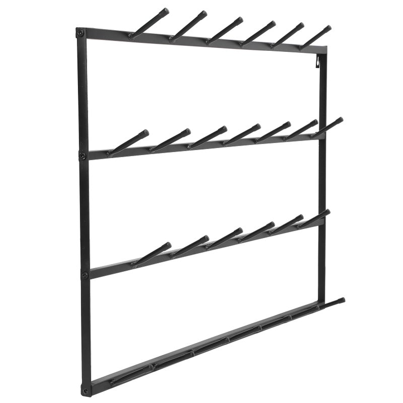 Wrought Iron Tea Cup Rack Wall Mounted Coffee Mug Storage Display Organizer Black4‑Layer - Image 5