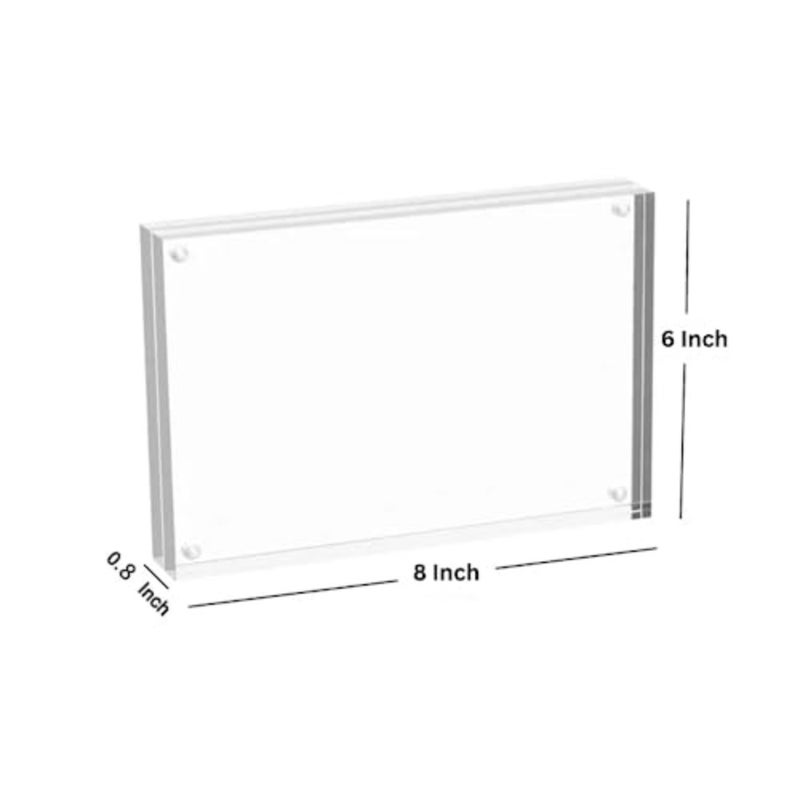 Acrylic Photo Frame 8x6 Inch - 20mm Thick Double Sided Magnetic Picture Frame, Clear Frameless Desktop Display Stand for Home Décor, Office Desk Accessories and Gifts 2 Pack - Image 3