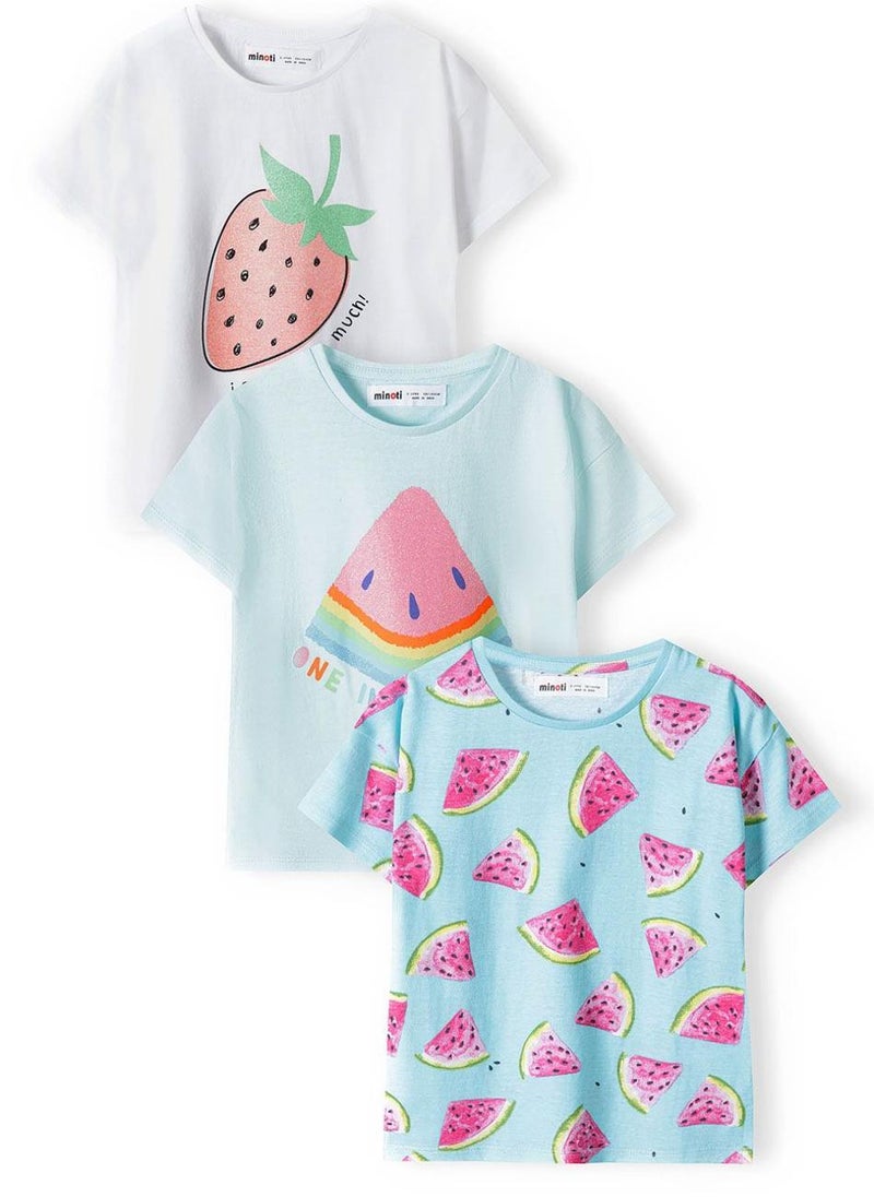 MINOTI Girls 3-Pack Short Sleeve T-Shirts - Image 1