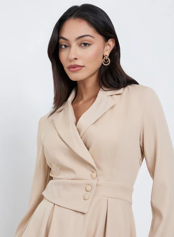 Styli  Styli Beige Long Sleeves Blazer Midi Dress for Women | Best Price UAE