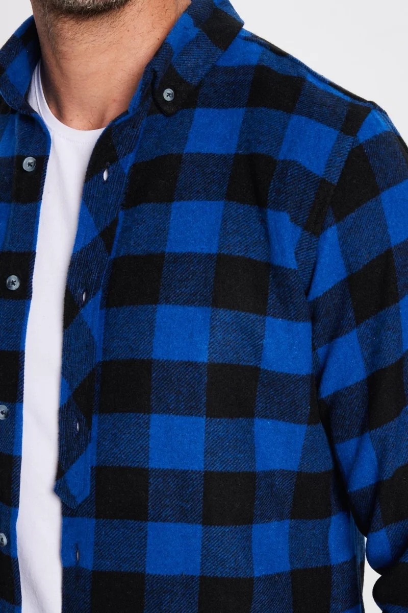 تودورس Men's Slim Fit Slim Fit Lumberjack Button-down Collar Checkered Winter Shirt