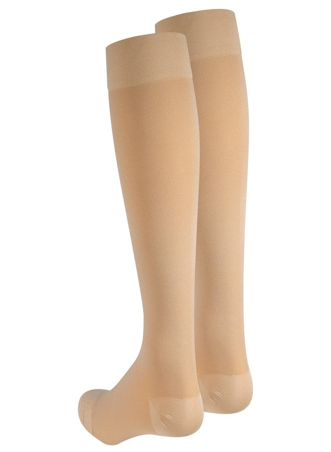 NuVein Medical Compression Stockings, 20-30 mmHg Support for Women & Men, Knee Length, Closed Toe, Beige, Large - Image 4