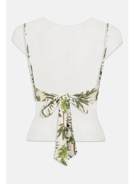 WAREHOUSE Women Allover Print  Bikini Top, Green Combo  - Image 2