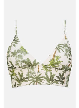 WAREHOUSE Women Allover Print  Bikini Top, Green Combo  - Image 1