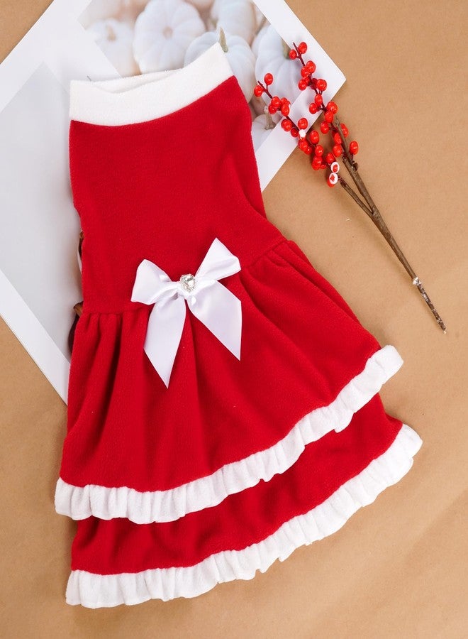 phnydreg Dog Christmas Dress Fleece Dog Cake Princess Dress Winter Pet Outfit Xmas Party Cosplay for Small Medium Large Dogs Girl - Image 4