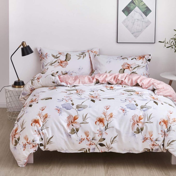 DUVET COVER SET100 COTTON COMFORTER COVER WITH FLORAL PATTERN DUVET COVER SETSOFT BEDDING SET INCLUDES WITH 3 PIECE 2 PILLOW SHAMS1 DUVET COVER