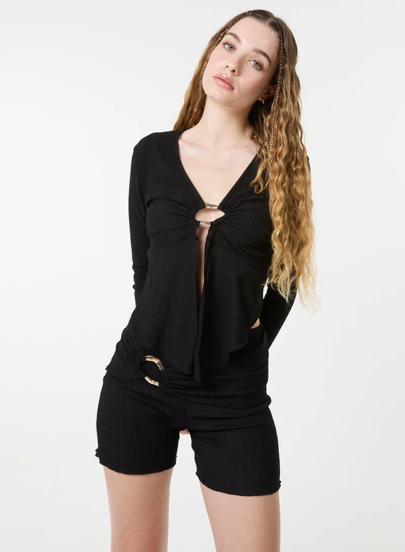 Pink Vanilla Textured Gold Ring Top