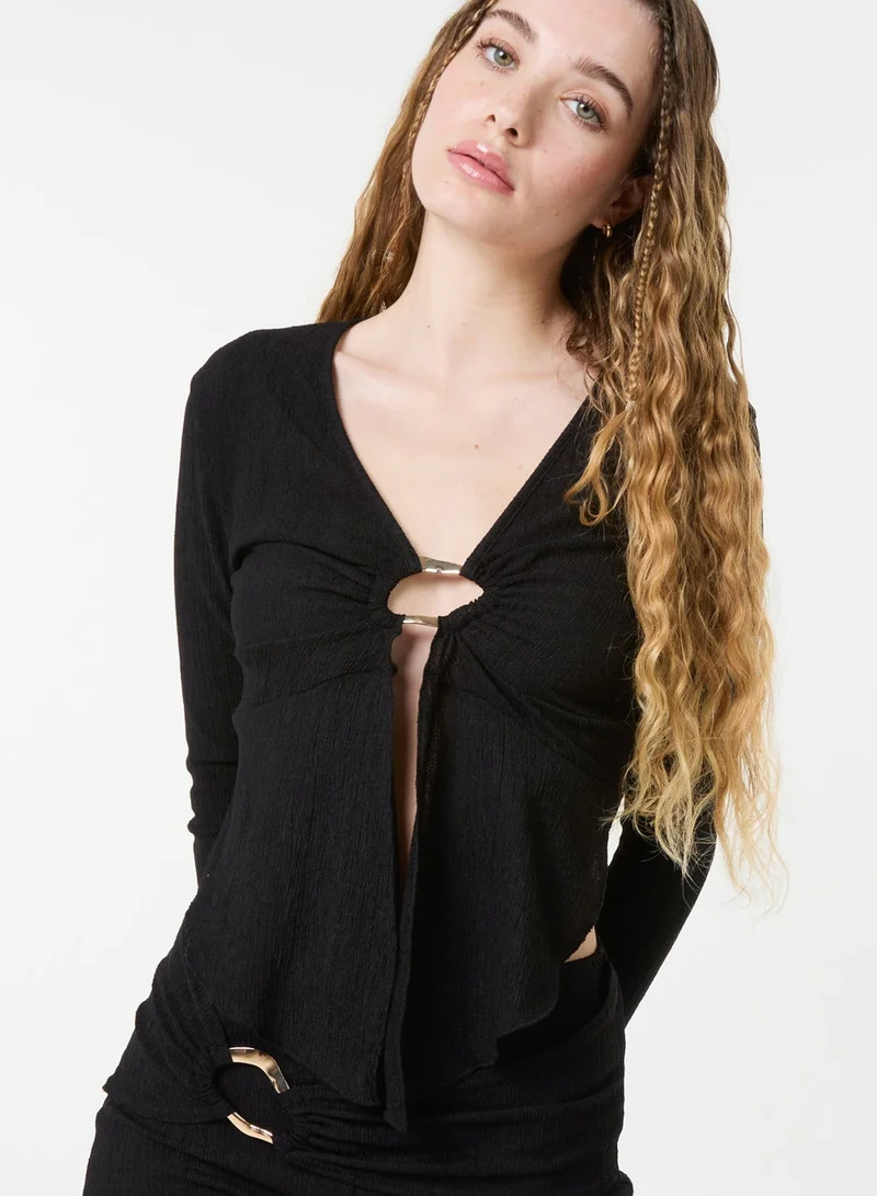 Pink Vanilla Textured Gold Ring Top