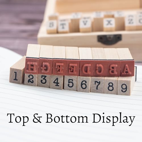 krastmon 36 Pcs Small Wooden Rubber Stamps, Wooden Box Multipurpose Number Alphabet Letter Wood Rubber Stamp for Card Making, DIY Craft, Scrapbooking Supplie, etc - Image 4