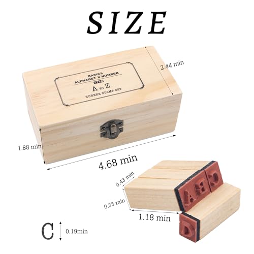 krastmon 36 Pcs Small Wooden Rubber Stamps, Wooden Box Multipurpose Number Alphabet Letter Wood Rubber Stamp for Card Making, DIY Craft, Scrapbooking Supplie, etc - Image 2