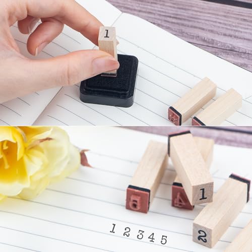 krastmon 36 Pcs Small Wooden Rubber Stamps, Wooden Box Multipurpose Number Alphabet Letter Wood Rubber Stamp for Card Making, DIY Craft, Scrapbooking Supplie, etc - Image 3