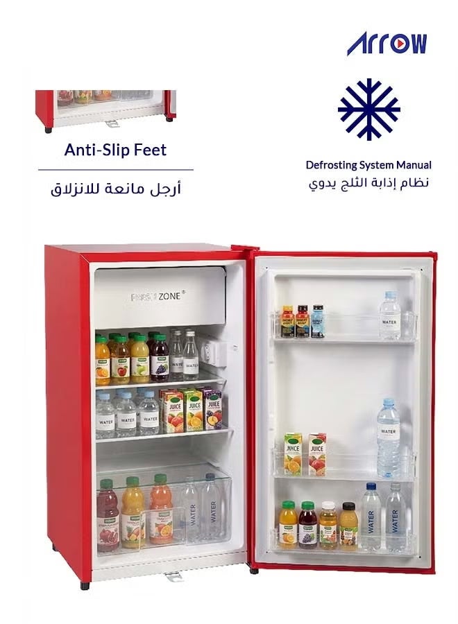 ارو ثلاجة باب واحد - 84 لترًا (3 قدم مكعب) - تحكم ميكانيكي -  غاز تبريد R600a منخفض الضوضاء - أحمر - RO-100RDKR - Image 4