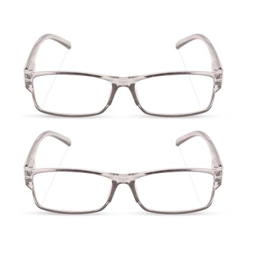 Freddy Full Rim Reading Glasses, Rectangular Frame, Transparent Grey, Unisex, 2 Pack (1.75) - Image 2